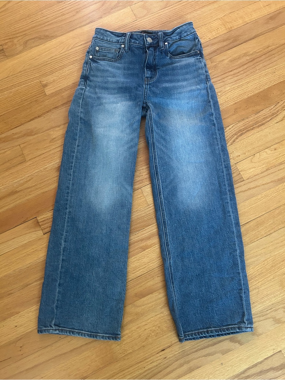 Quince Bella Stretch Relaxed Straight Jeans Size 25 Atlantic Blue Wash